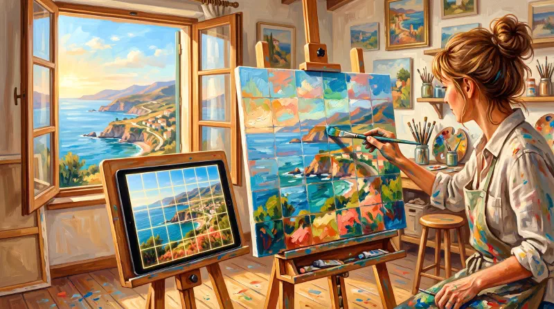 كيف تضيف شبكة إلى صورة للرسم