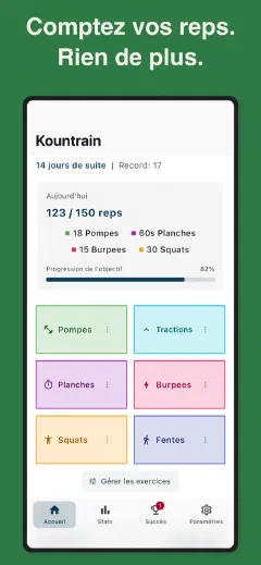 Kountrain: Comptez vos reps. Rien de plus.