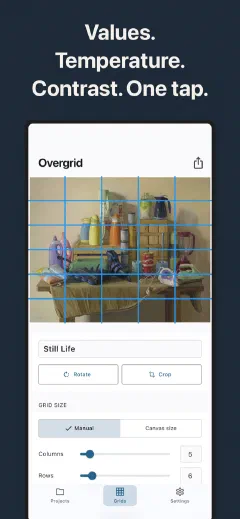 Overgrid: Values. Temperature. Contrast. One tap.