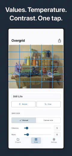 Overgrid: Values. Temperature. Contrast. One tap.