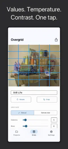 Overgrid: Values. Temperature. Contrast. One tap.