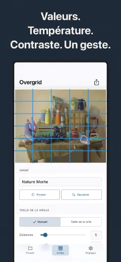 Overgrid: Valeurs. Température. Contraste. Un geste.