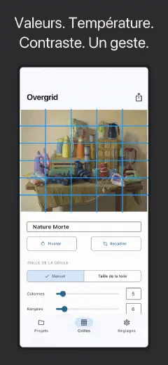 Overgrid: Valeurs. Température. Contraste. Un geste.