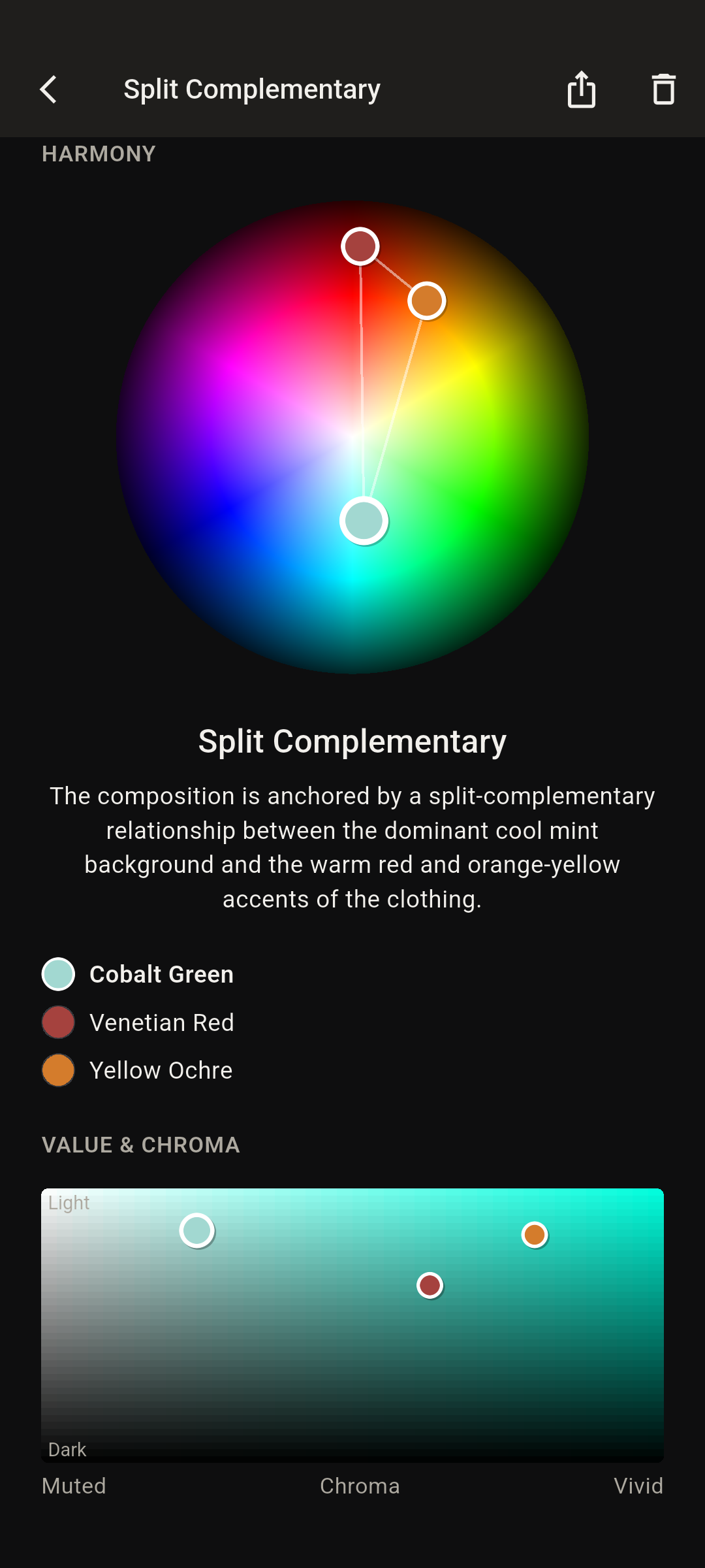 Análise de harmonia de cores do Undertone com círculo cromático